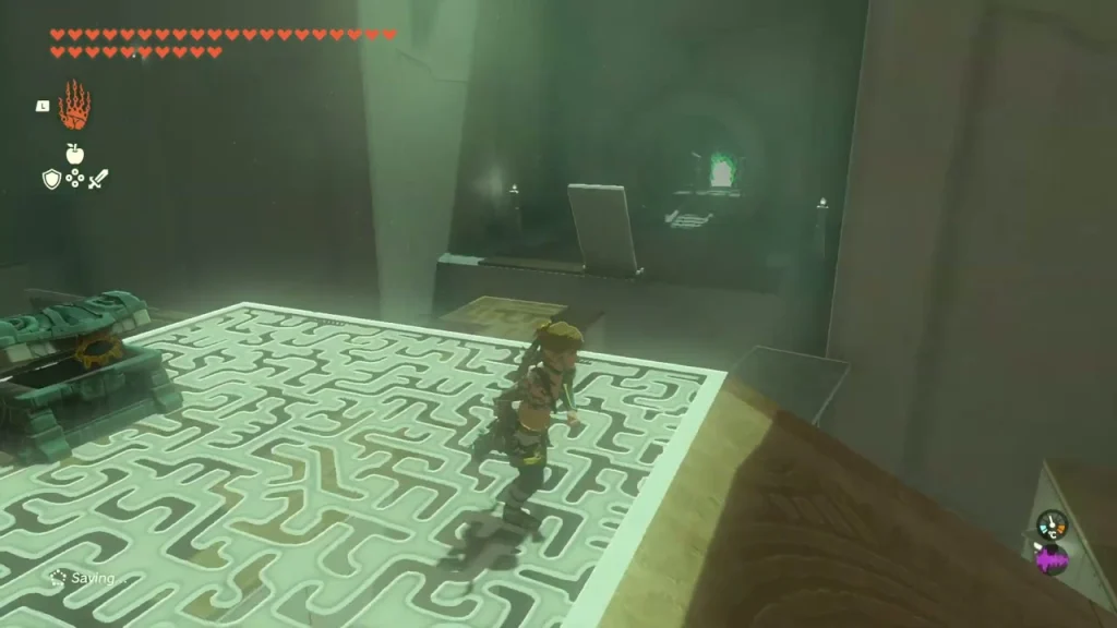 Chest beside a maze-patterned platform edge Chest beside a maze-patterned platform edge