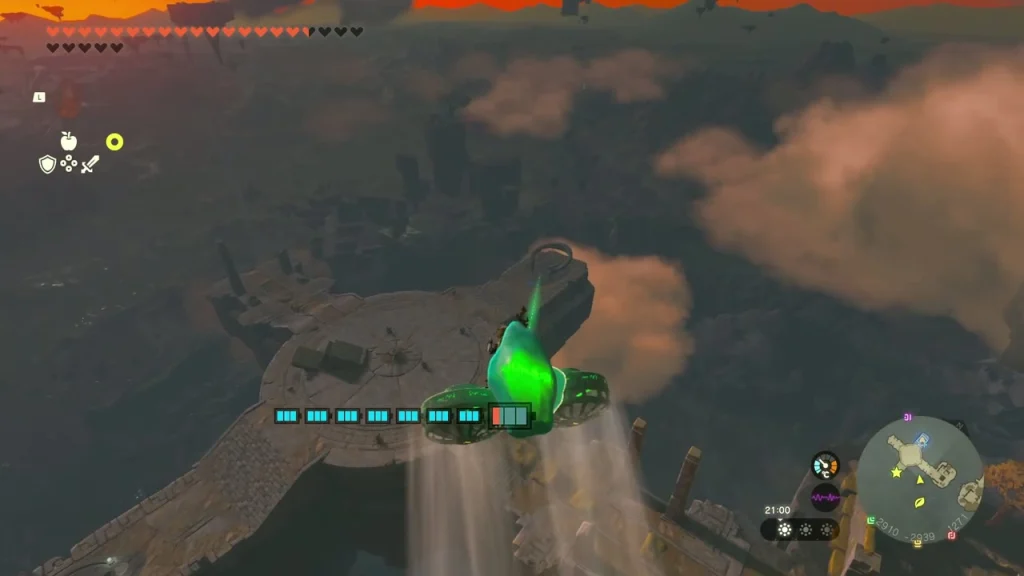 Crystal carried on a flying Zonai contraption over the clouds Crystal carried on a flying Zonai contraption over the clouds