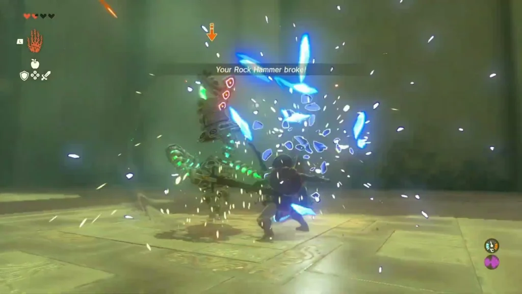 Burst of blue sparks as the Construct is struck after a backflip Burst of blue sparks as the Construct is struck after a backflip