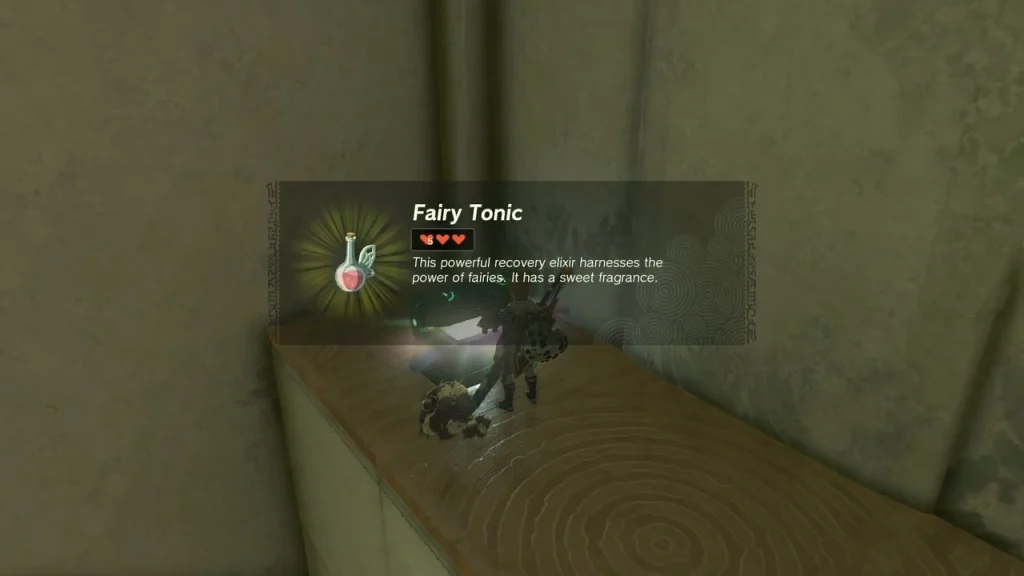 Chest on the ledge opened with the Fairy Tonic item box Chest on the ledge opened with the Fairy Tonic item box