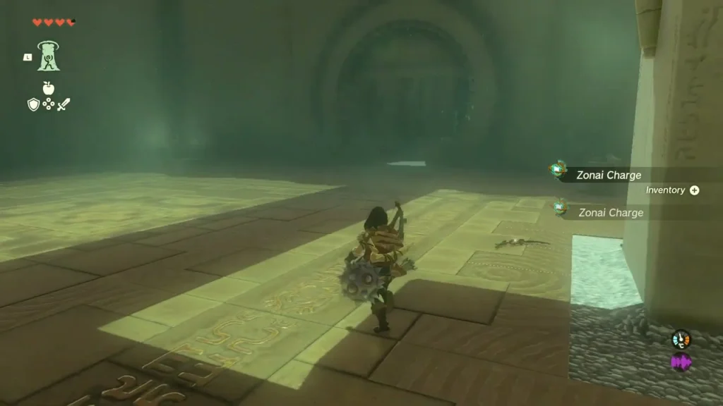 Zonai Charge and weapons dropped on the arena floor by the defeated Constructs Zonai Charge and weapons dropped on the arena floor by the defeated Constructs