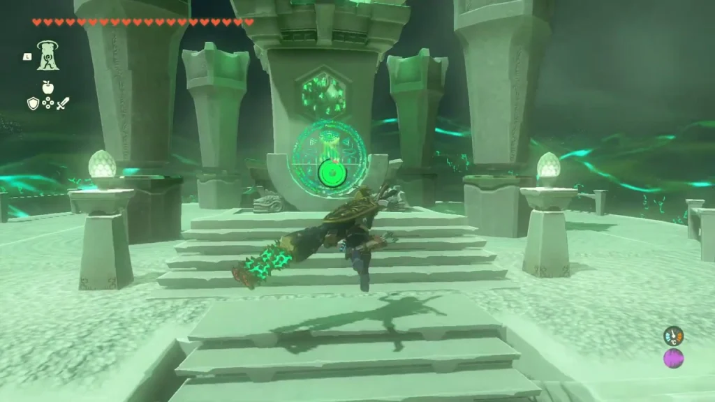 Stone stairs up to the glowing seal and terminal Stone stairs up to the glowing seal and terminal