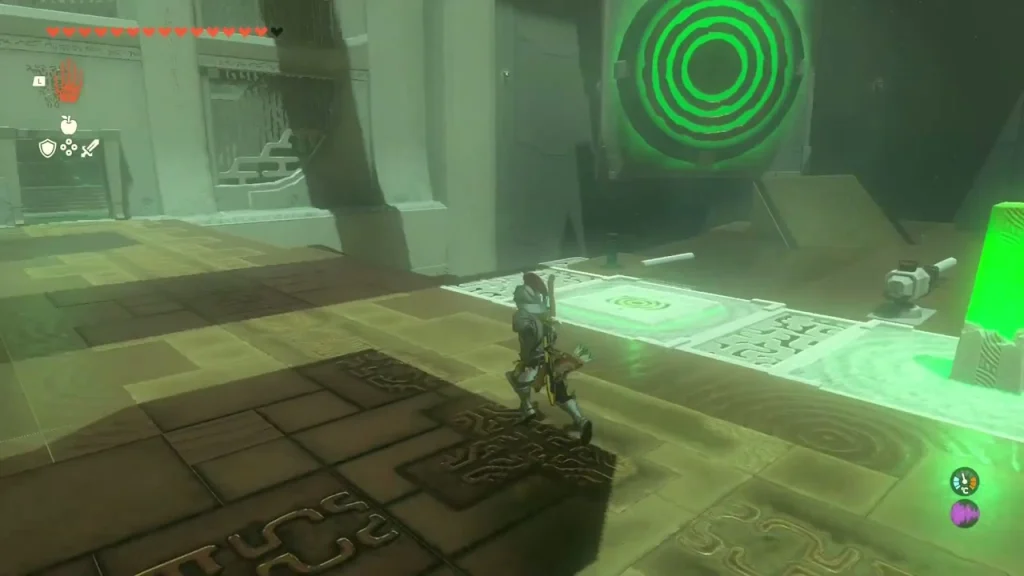 Second ringed target glowing green beside the pillar Second ringed target glowing green beside the pillar