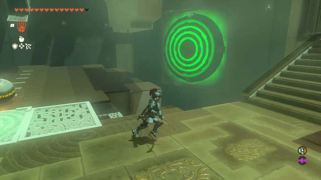 Wall target glowing green after being hit Wall target glowing green after being hit