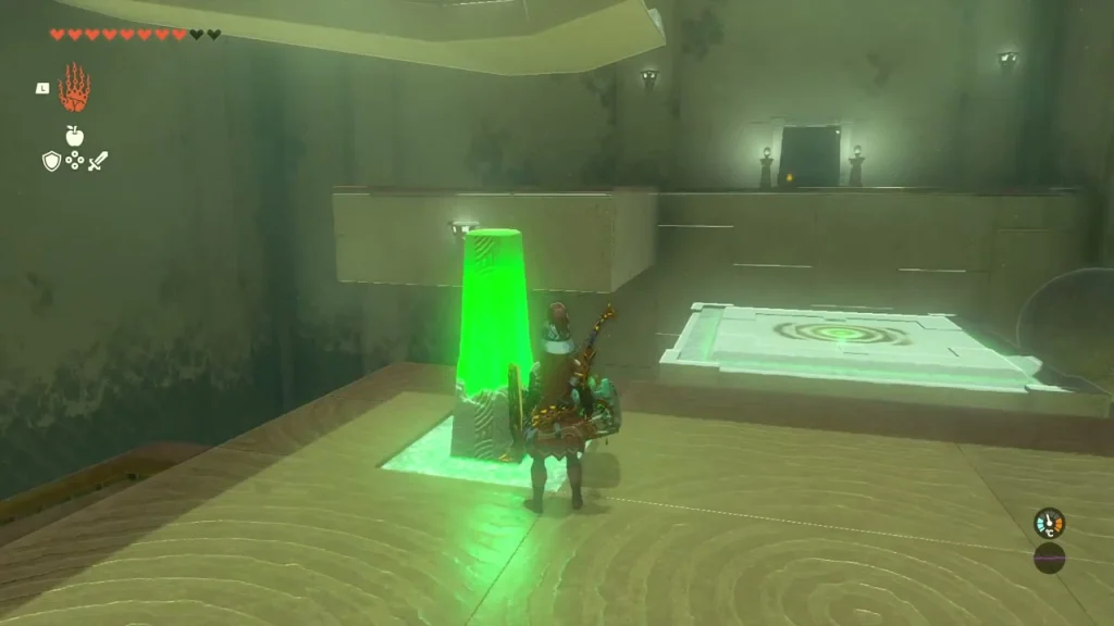 Pillar highlighted green next to the button plate on the floor Pillar highlighted green next to the button plate on the floor