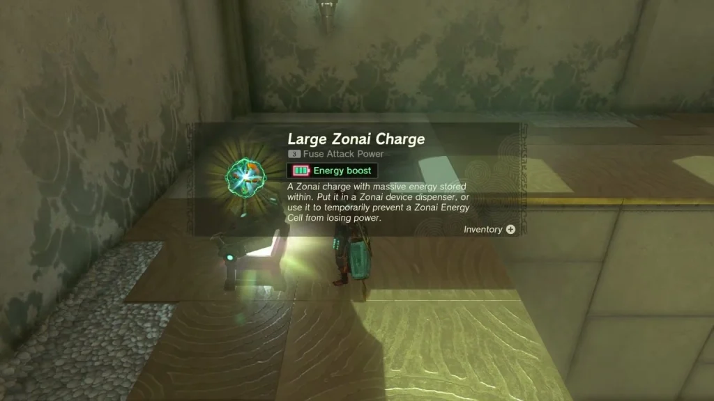 Large Zonai Charge item box after opening the chest Large Zonai Charge item box after opening the chest