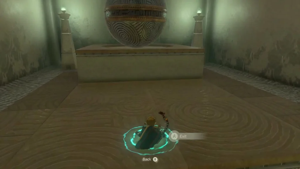 Ascend prompt at the floor of an alcove below the ledge holding the big ball Ascend prompt at the floor of an alcove below the ledge holding the big ball