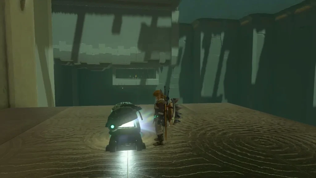 Treasure chest glowing on a small floating platform beside the moving ship Treasure chest glowing on a small floating platform beside the moving ship