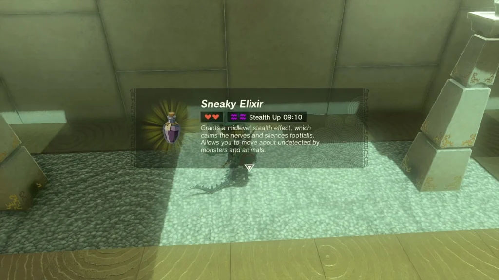 Sneaky Elixir item box above the chest Sneaky Elixir item box above the chest