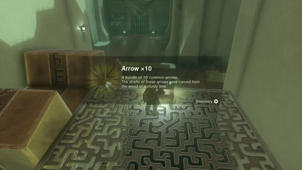 Item box reading Arrow x10 over the opened chest Item box reading Arrow x10 over the opened chest
