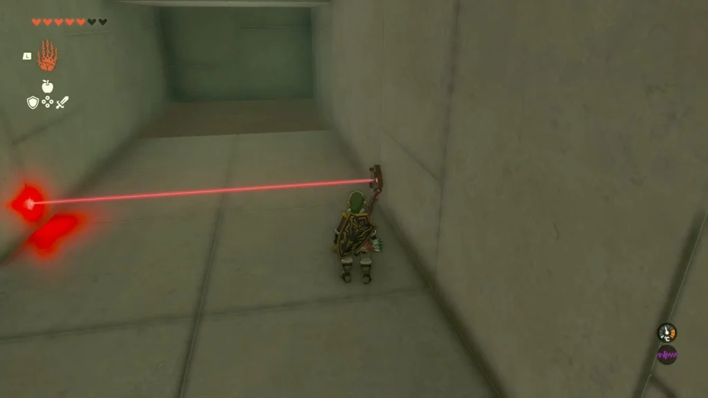 Horizontal laser beam across a narrow lower passage