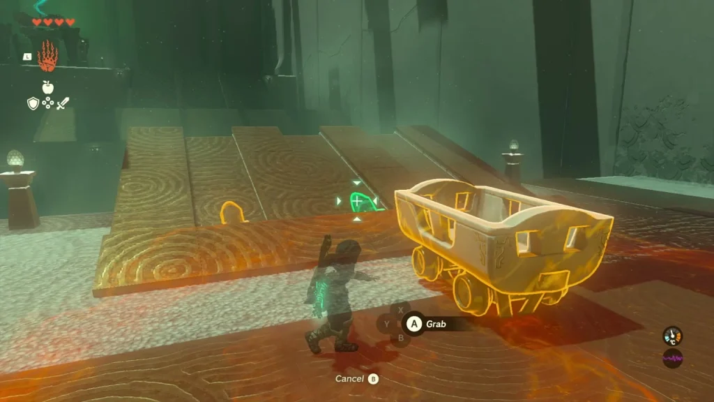 Yellow cart grabbed with Ultrahand beside the launch ramp Yellow cart grabbed with Ultrahand beside the launch ramp