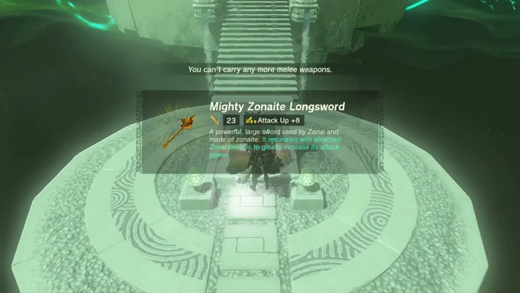 Mighty Zonaite Longsword item box after opening the chest Mighty Zonaite Longsword item box after opening the chest