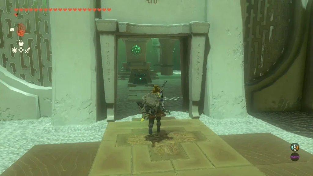 Open doorway at the far end of the arena leading to the inner room Open doorway at the far end of the arena leading to the inner room