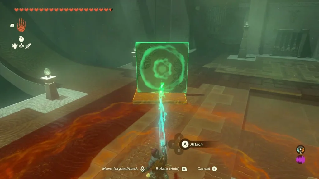 Square plate with an Attach prompt in the last room Square plate with an Attach prompt in the last room