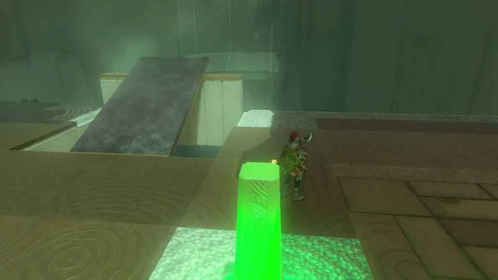 Yellow pillar glowing green after being struck Yellow pillar glowing green after being struck