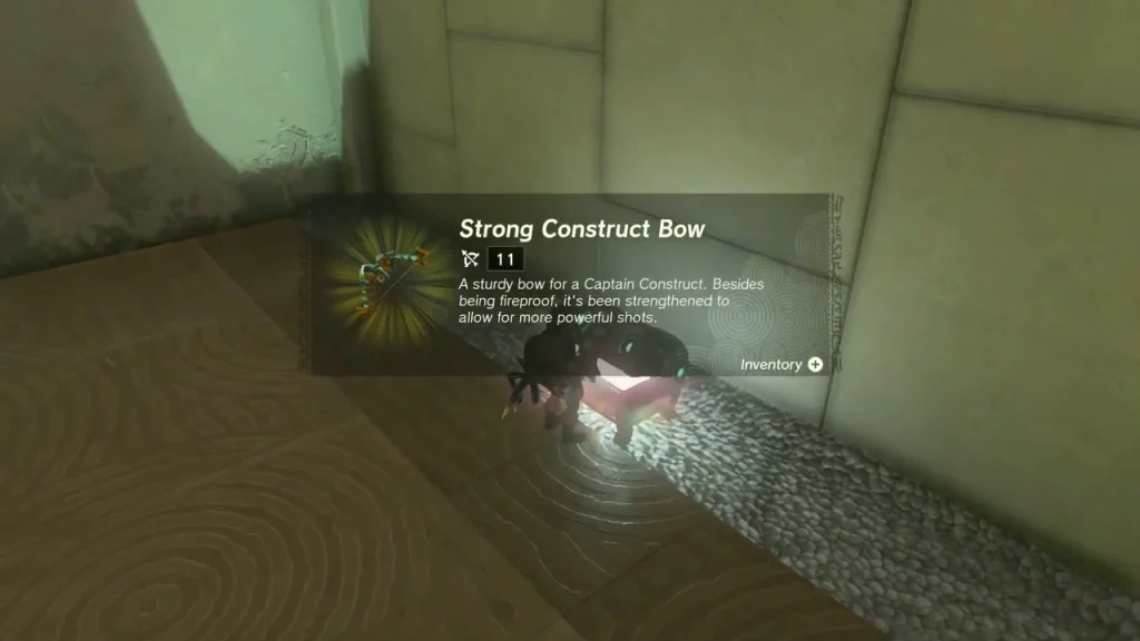 Item box reading Strong Construct Bow over the opened chest Item box reading Strong Construct Bow over the opened chest