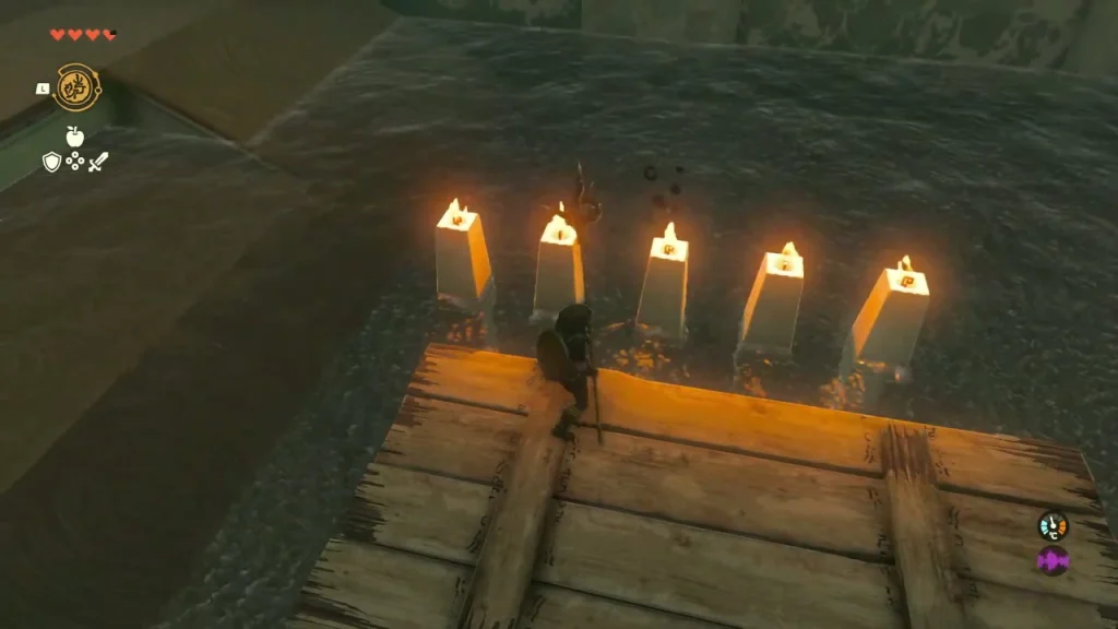Wooden weapon catching fire from the candles Wooden weapon catching fire from the candles