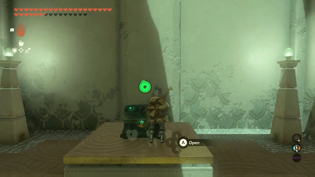 Chest on the raised ledge with an Open prompt Chest on the raised ledge with an Open prompt