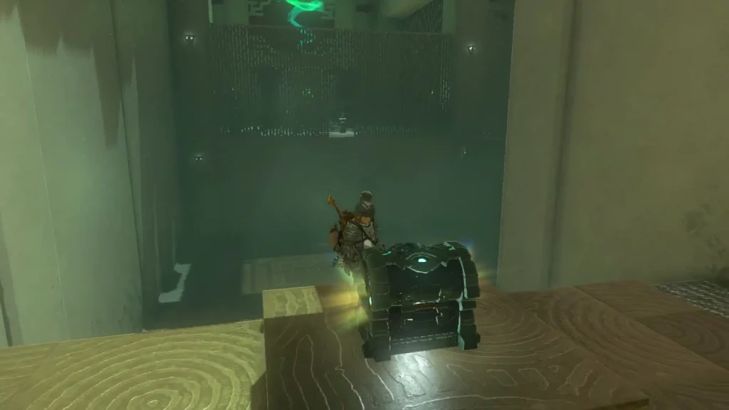 Chest on the raised ledge glowing as it opens to release the Magic Rod Chest on the raised ledge glowing as it opens to release the Magic Rod