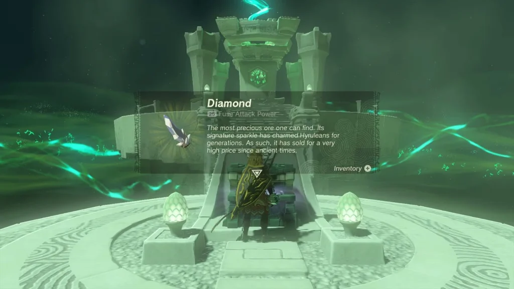 Diamond item box shown after opening the chest