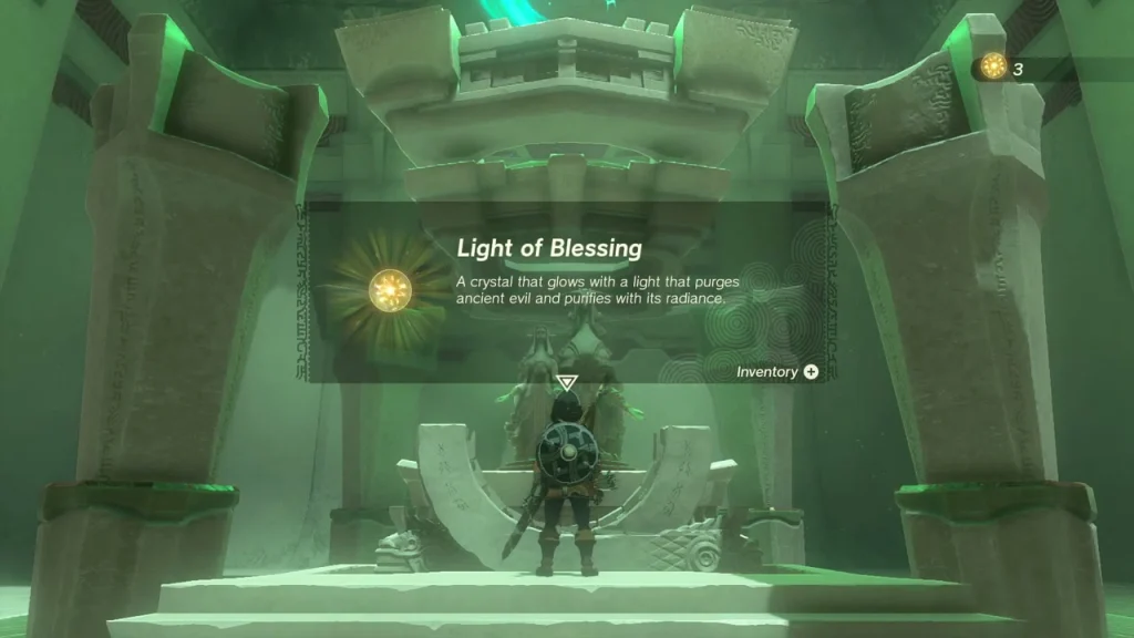 Light of Blessing item box shown over the shrine altar Light of Blessing item box shown over the shrine altar