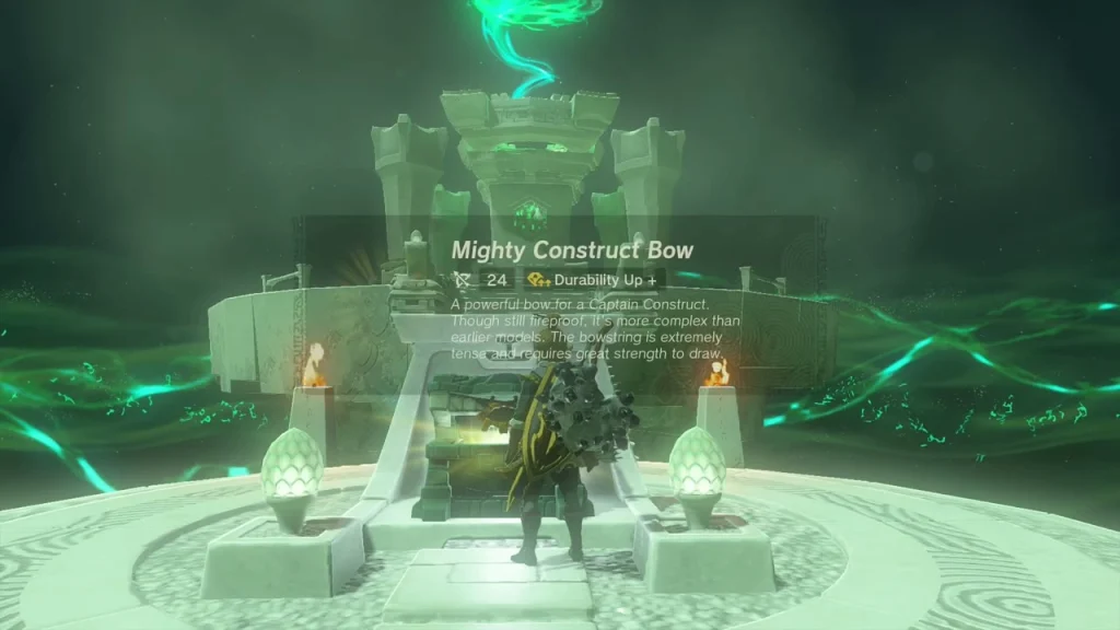 Mighty Construct Bow item box above the open chest Mighty Construct Bow item box above the open chest