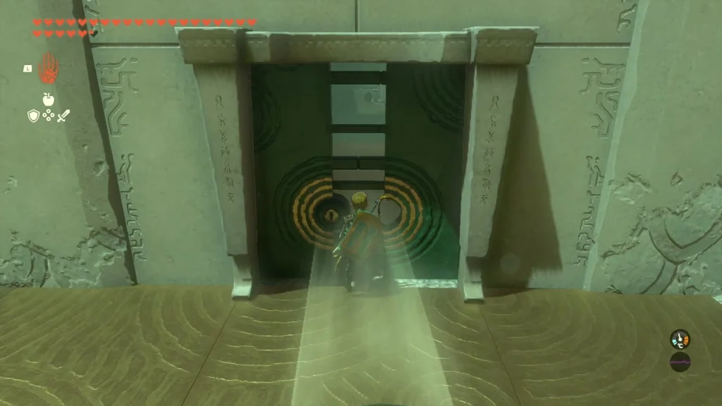 Locked door with concentric rings glowing on the wall Locked door with concentric rings glowing on the wall