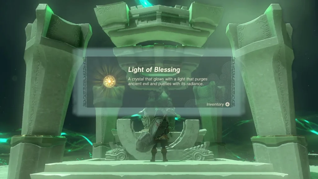 Light of Blessing item box shown in front of the altar