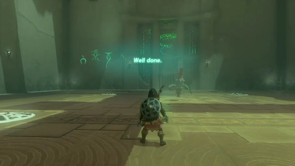 Training Construct standing in the hall after the first hit