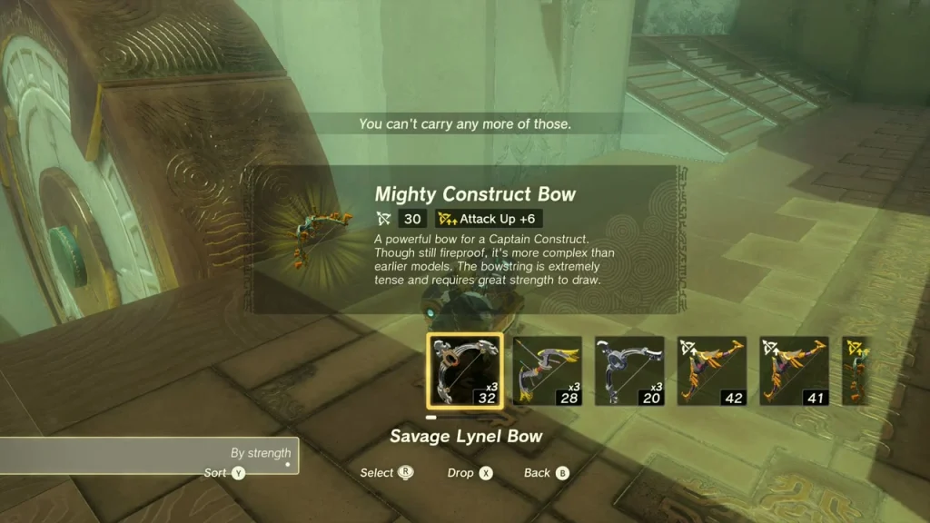 Mighty Construct Bow item box with the chest beside it Mighty Construct Bow item box with the chest beside it