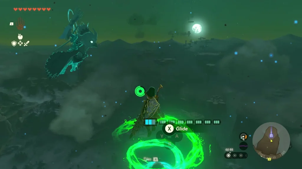 Sky island with the shrine, seen while gliding at night Sky island with the shrine, seen while gliding at night