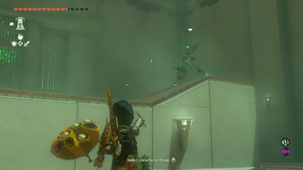 Soldier Construct standing on the wall as a weapon is thrown Soldier Construct standing on the wall as a weapon is thrown