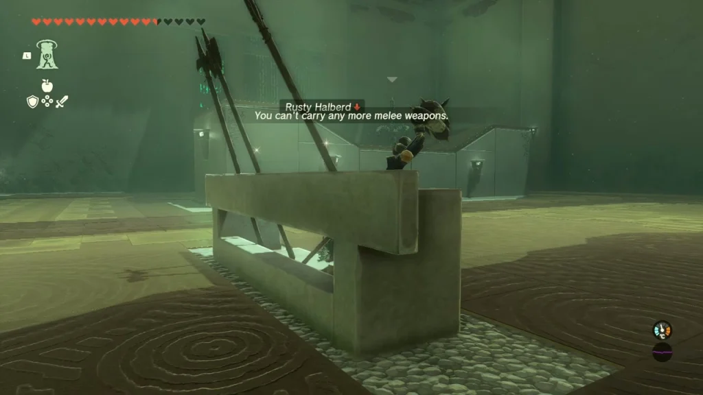Weapon rack on the training floor holding a halberd Weapon rack on the training floor holding a halberd