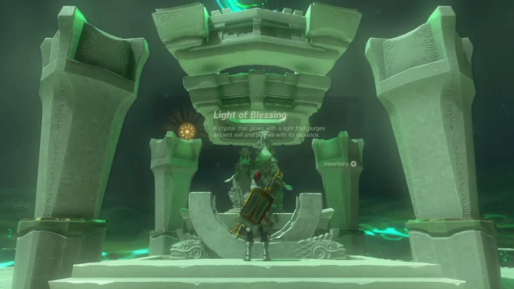 Light of Blessing item box at the terminal in front of the Rauru statues