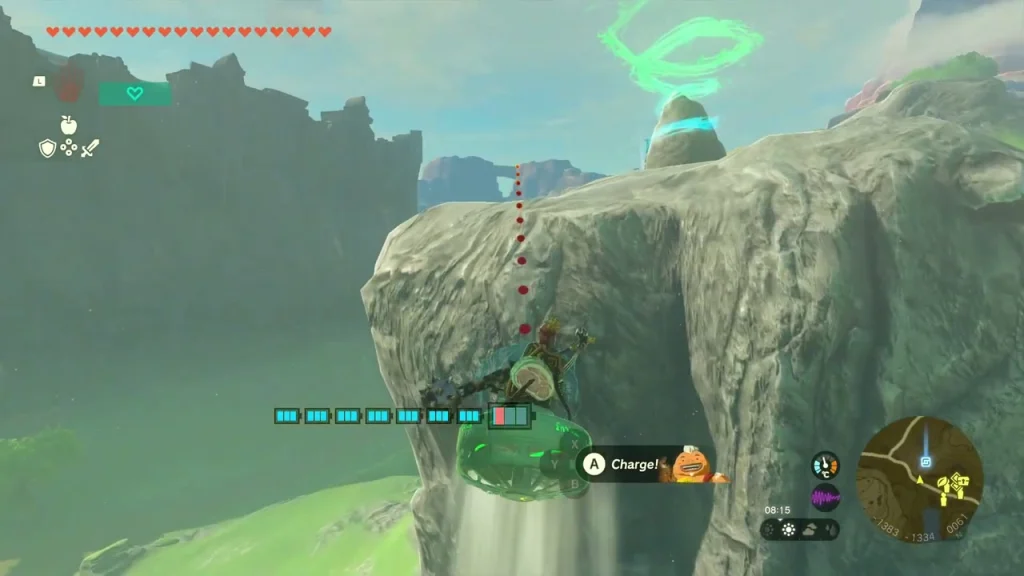 Large egg-shaped rock on a grassy hilltop with a green light above it Large egg-shaped rock on a grassy hilltop with a green light above it
