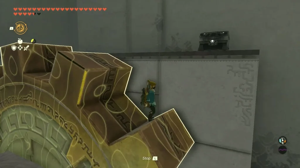 Cog teeth forming a stairway up to the next ledge