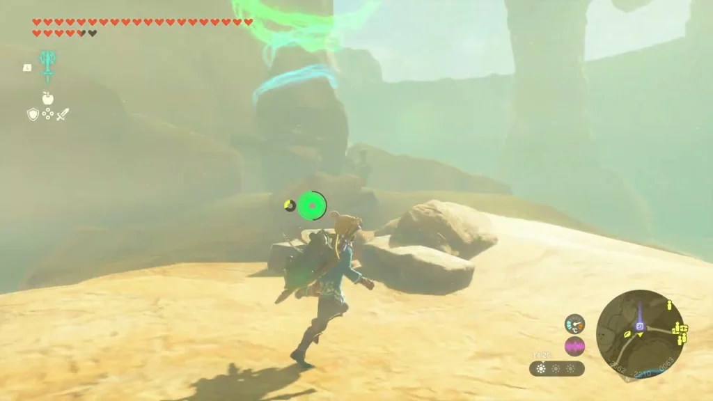 Rock arch in the sandstone cliff where the shrine entrance glows