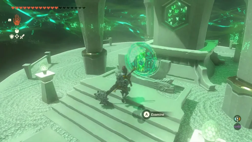 Altar seal glowing beside the final stairs