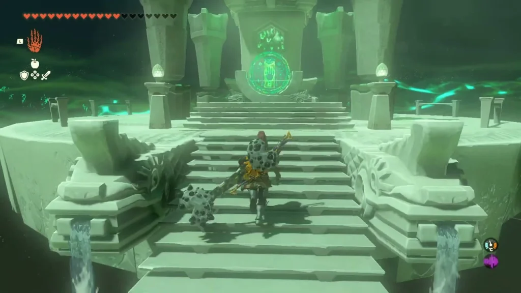 Wide stairs rising to the Light of Blessing altar