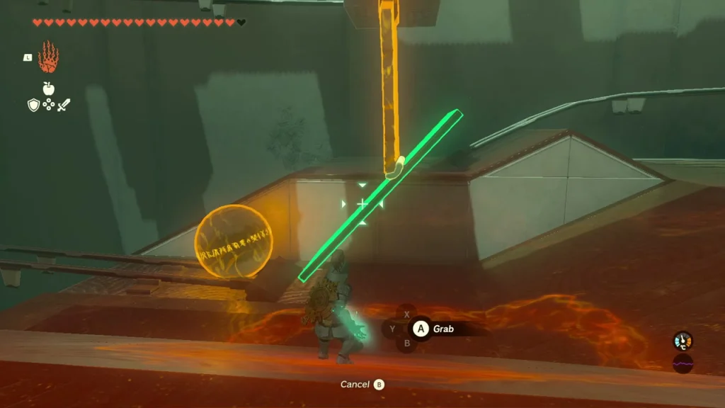 Plank paddle aimed at a ball sitting on the rail