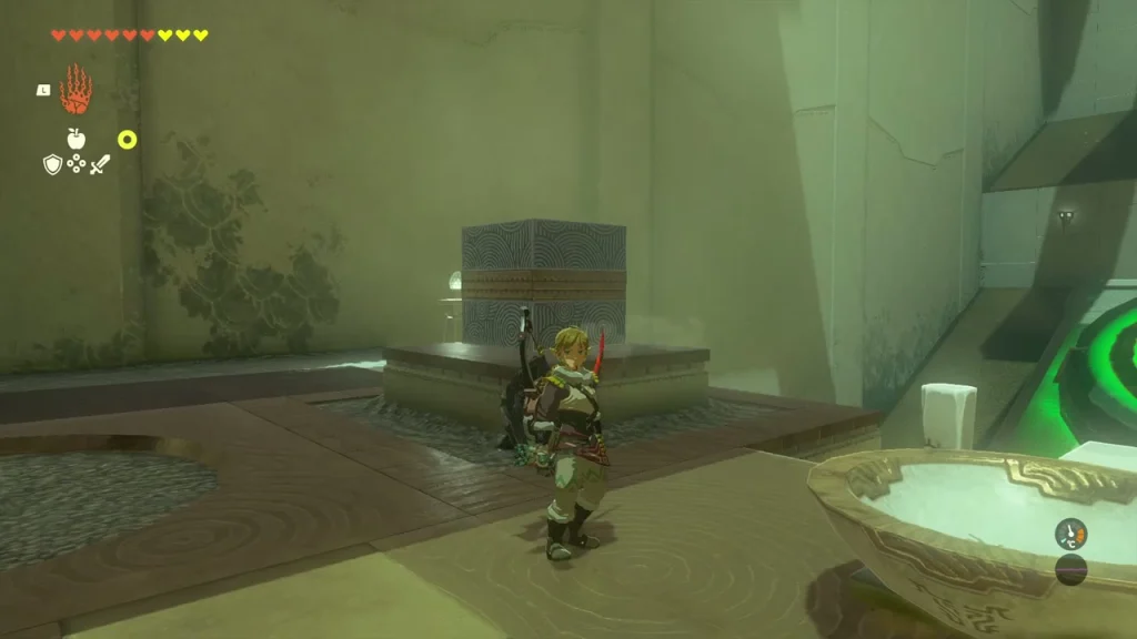 Wooden dish on the lever with the block waiting on the far ledge