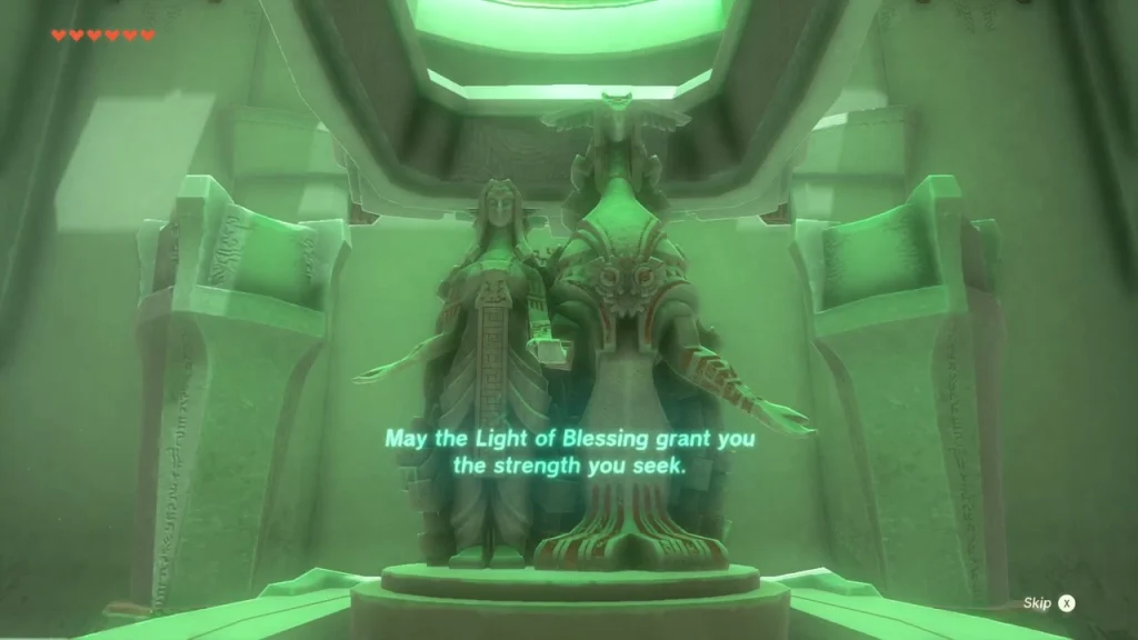 Statues at the terminal granting the Light of Blessing