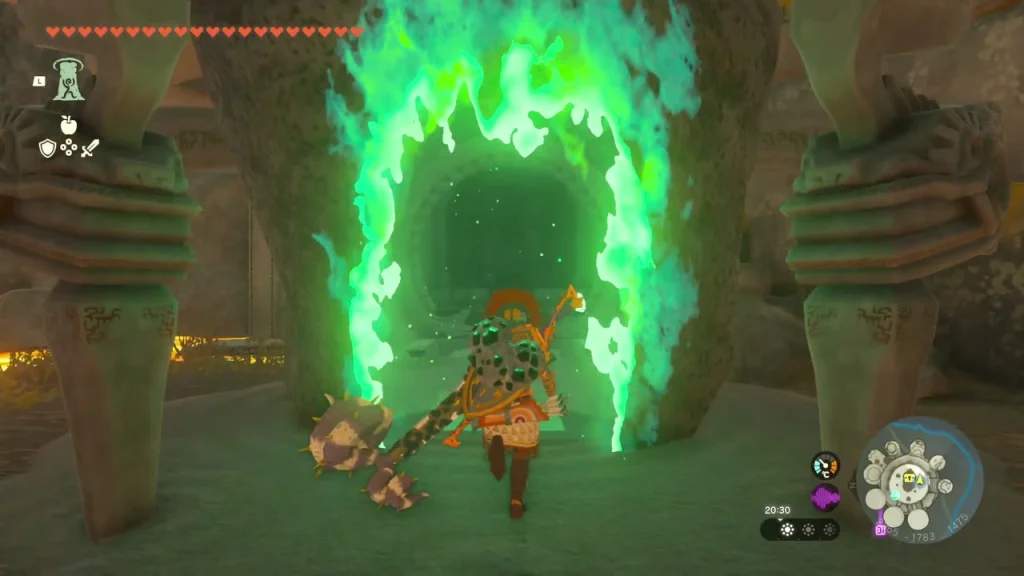 Green flame arch at the shrine entrance