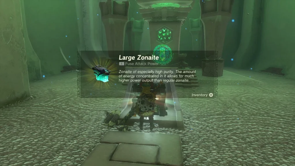 Chest open with the Large Zonaite item box showing