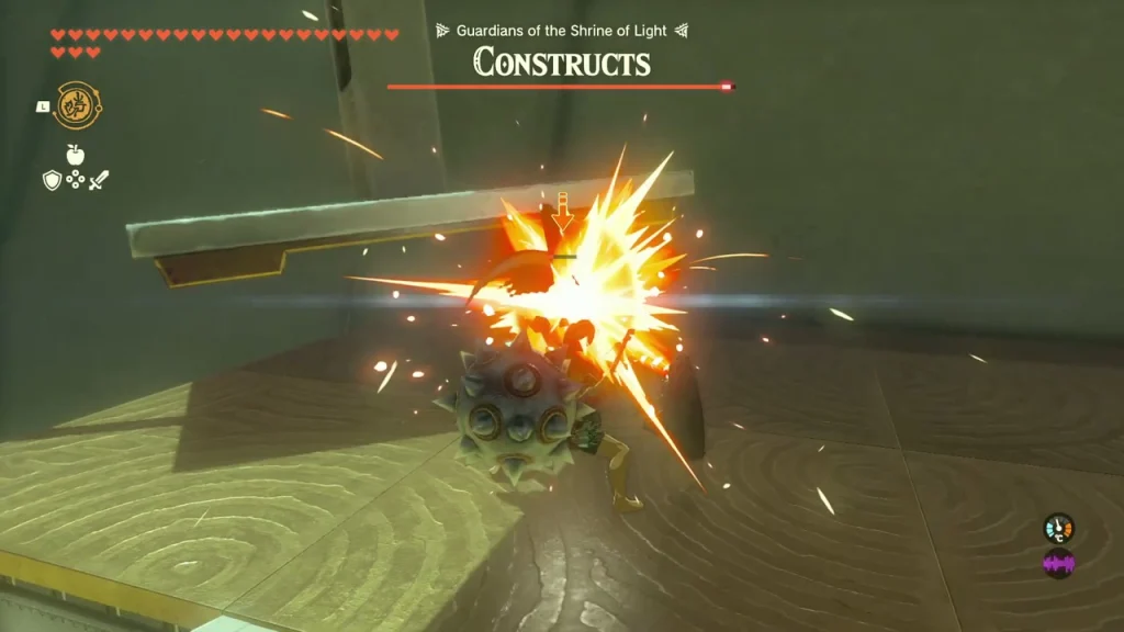 Flame Emitter club burning a Construct with a burst of flame Flame Emitter club burning a Construct with a burst of flame