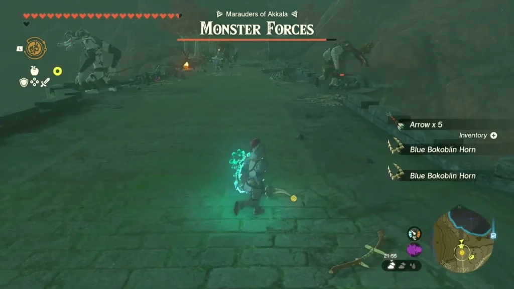 Blue Bokoblin horns and Arrow x5 dropped on the Akkala Span Blue Bokoblin horns and Arrow x5 dropped on the Akkala Span