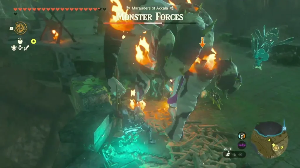 Burning monster with a fire-lit body fighting on the bridge Burning monster with a fire-lit body fighting on the bridge