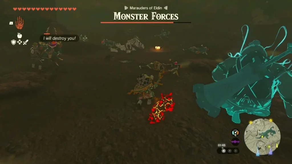 Monster Forces gauge at the top of the screen during the stronghold fight Monster Forces gauge at the top of the screen during the stronghold fight