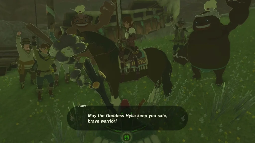 Flaxel and the squad gathered on the grass after the ship is cleared